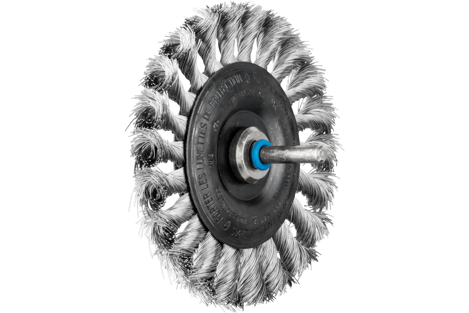 Picture of Pferd Mounted Knot Wheel Brush 4" Dia. .014 Stainless Steel 1/4" Shank